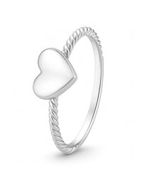 Anel Prateado Coração Coravelle