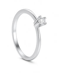 Anel Solitário Prateado Geminora