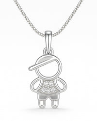 Colar Menino Solitário da Lua de Prata