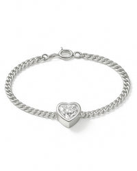 Pulseira Coração de Cristal Prateado