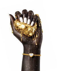 Pulseira Coração Cristal Celeste Dourado