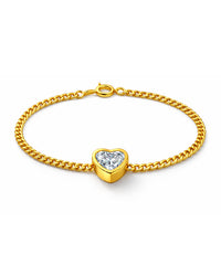 Pulseira Coração Cristal Celeste Dourado