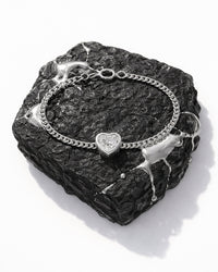 Pulseira Coração de Cristal Prateado