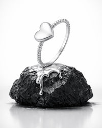 Anel Prateado Coração Coravelle