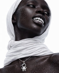 Colar Menino Solitário da Lua de Prata