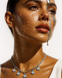 Colar Olho Grego Prateado da Ilha Creta