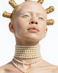 Colar Chocker Pérolas Brancas do Mar Báltico