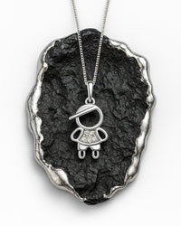 Colar Menino Solitário da Lua de Prata