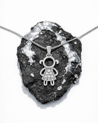 Colar Menina Stella Solitária da Lua de Prata