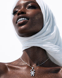 Colar Menina Stella Solitária da Lua de Prata