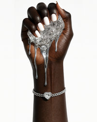 Pulseira Coração de Cristal Prateado